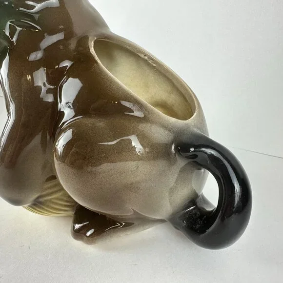 Vintage Royal Copley Ceramic Cat Planter With Bow & Yarn Ball - Picture 4 of 8